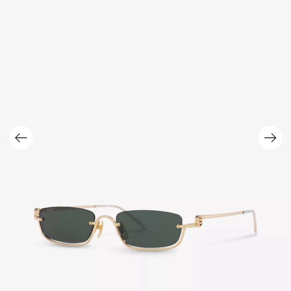 Gucci Gold Slim Rectangular Sunglasses